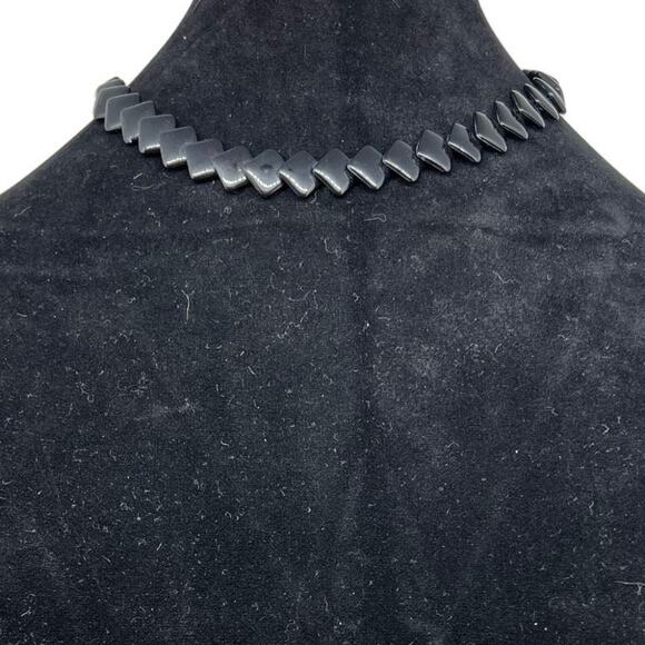 Vintage Trifari Black Geometric Collar Necklace - Square Bead Design - Picture 2 of 5